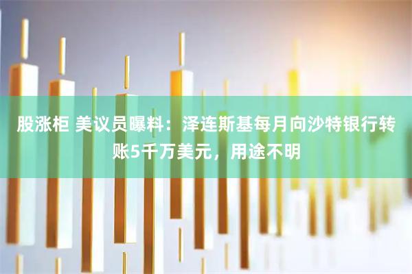 股涨柜 美议员曝料：泽连斯基每月向沙特银行转账5千万美元，用途不明